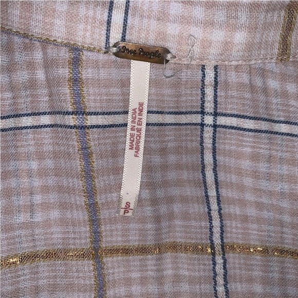 Free People Oversized Pink Sparkly Flannel Button Up Top Size Small Women’s - Picture 4 of 4